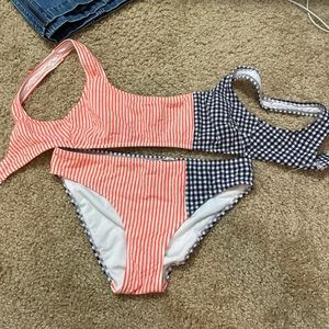 Aerie red white and blue American flag two piece bathing suit
